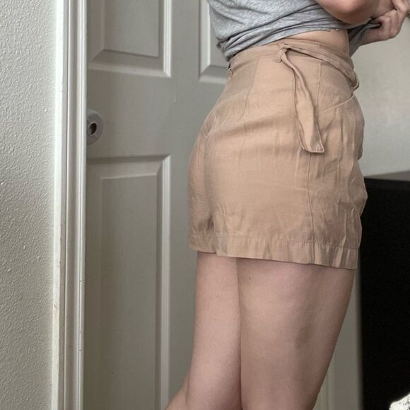 Zara Belted High Rise Loose Shorts Size XSmall tan - Picture 2 of 5